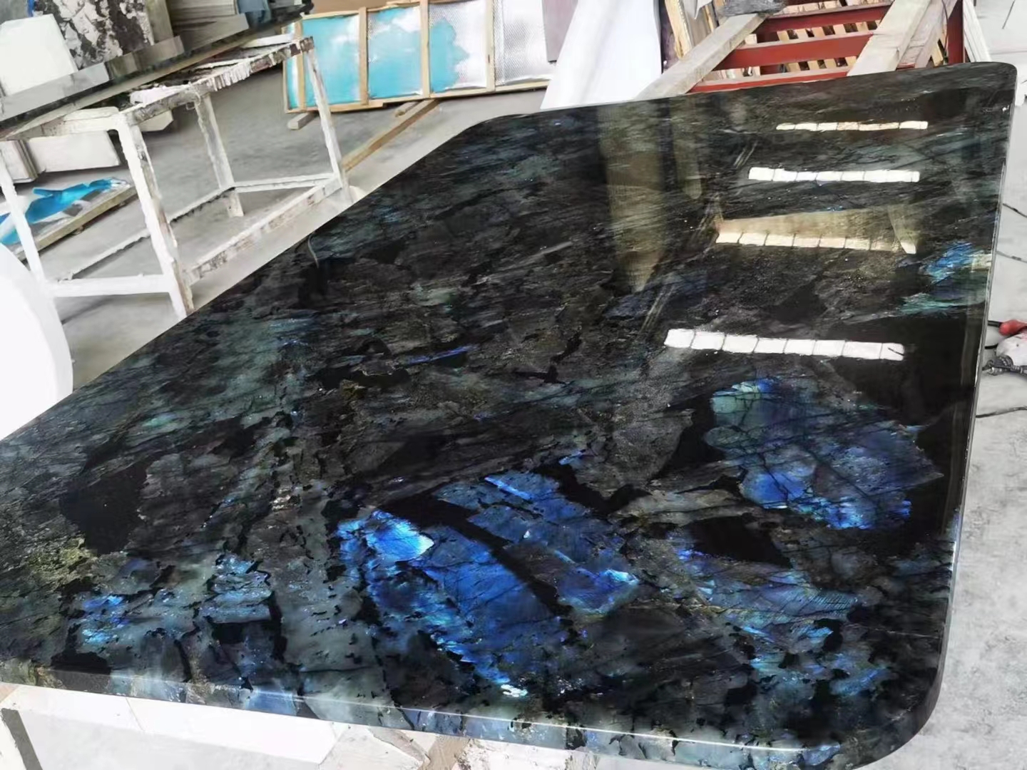 Big Slab Luxury Emerald Blue Onyx Marble from Brazil for Transparent Dinner Table Top