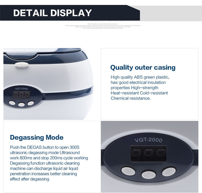Jewelry Use Home Ultrasonic Cleaner 5 Timer Setting Blue / Grey Color