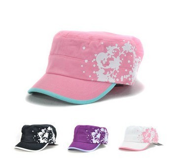 Suppliers cotton&canvas black&pink Military Cap Adjustable Army CapOEM Service Cap Customized hat 57CM china hat on sale