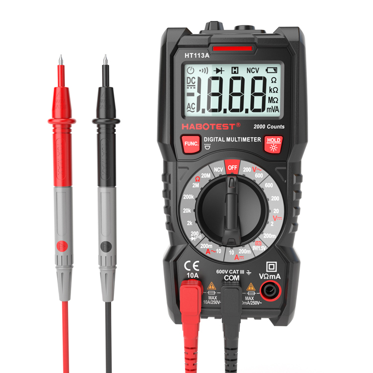 AC DC Multimeter 600V Resistance 2000 Counts Battery Test Multimeter With Flashlight