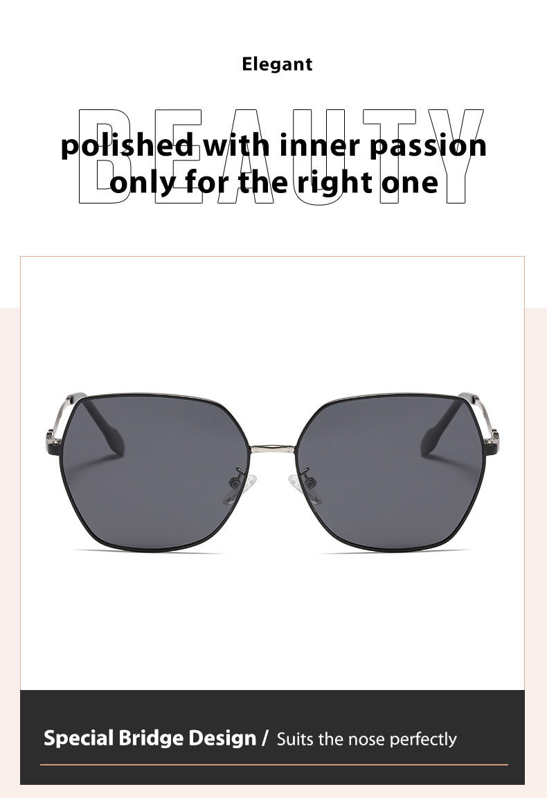 Hollow Gradient Color Metal Frame Sunglasses Polarized For Women