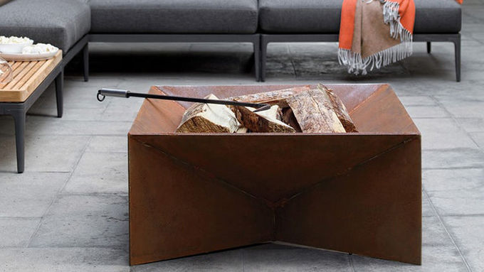 Rectangular Simple Metal GN-FP-329 Corten Steel Heating Brazier Fire Pit for Camping Party