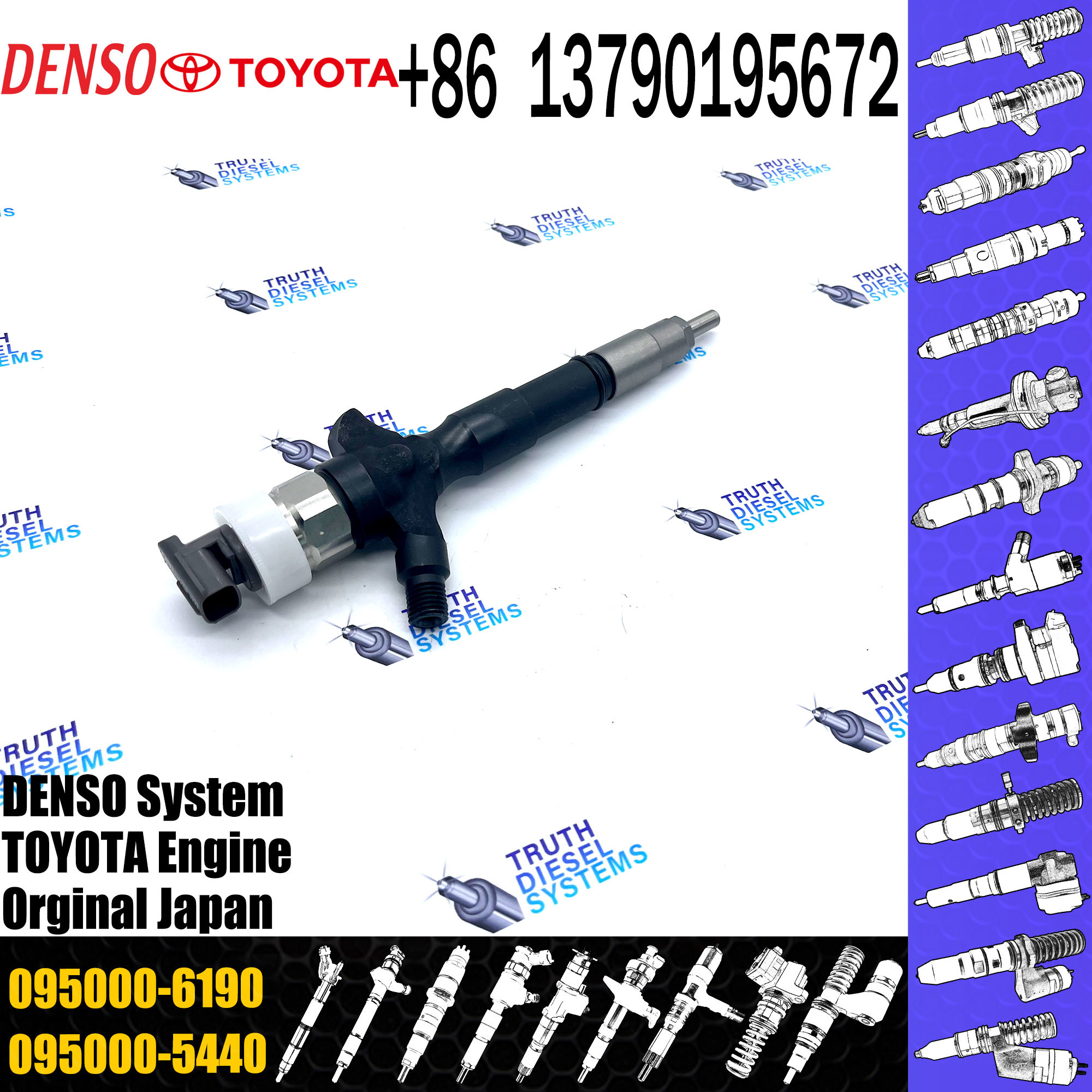 Common Rail Fuel Injector 23670-09060 23670-0L010 095000-6190 for Diesel Engine 2KD-FTV D4D