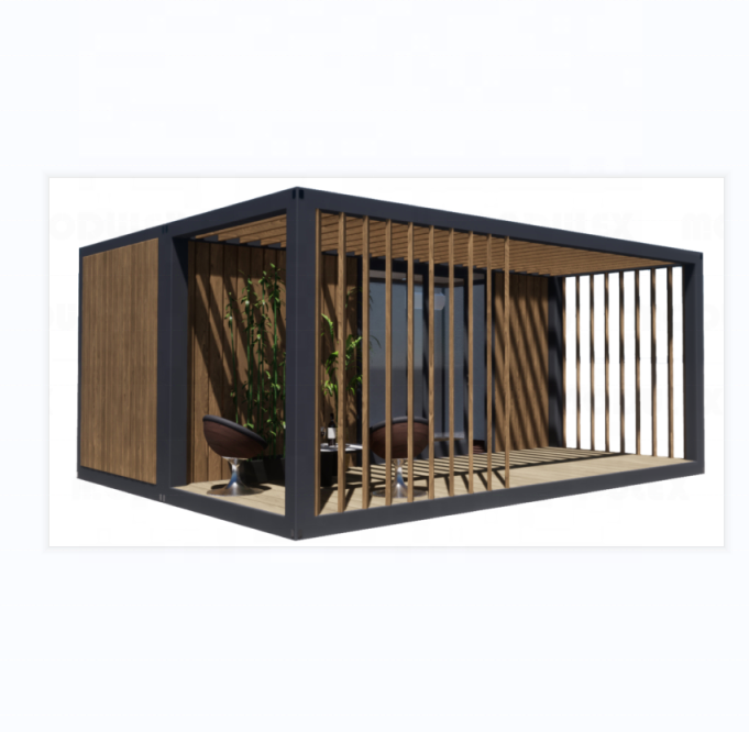 2 Bedrooms Prefabricated Tiny Home Made of Steel Material for Modern Design Wooden Residential Home in Outdoor Office