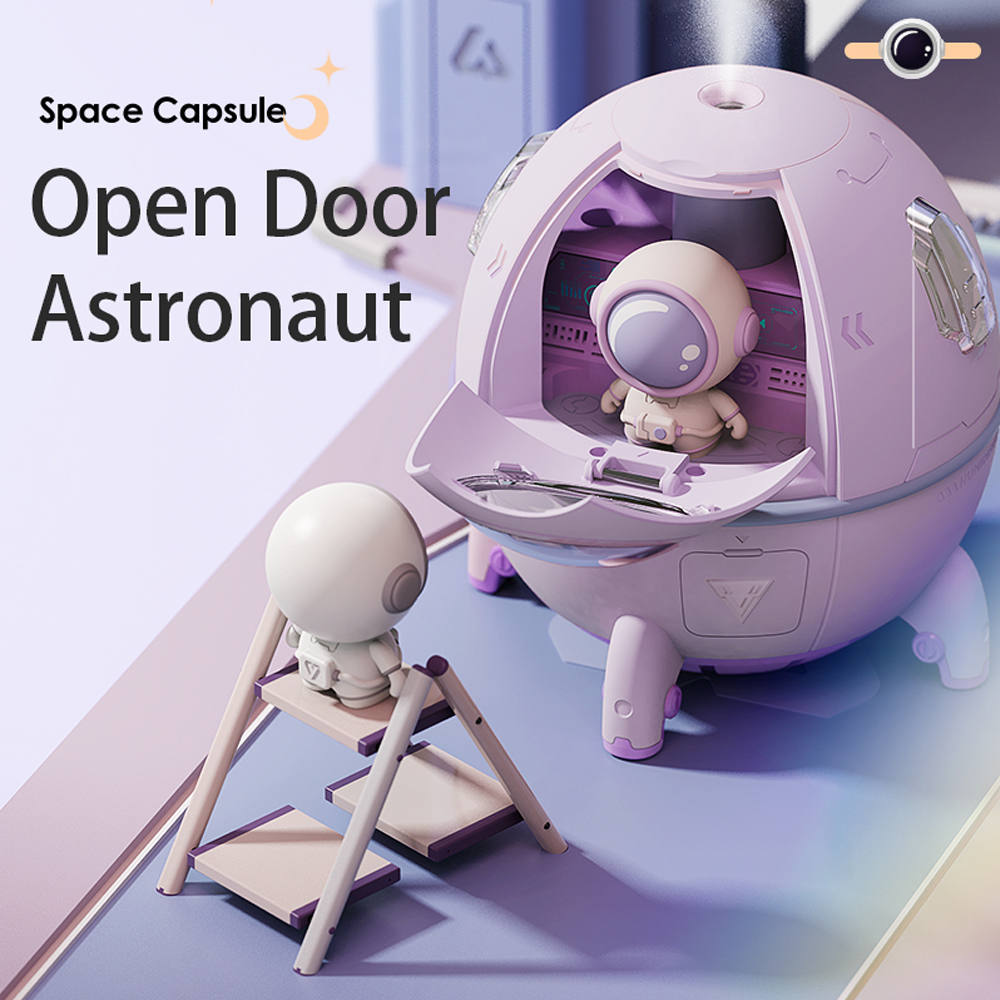 Wholesale Cute Design Space Capsule Humidifier USB Rechargeable Mini Portable Ultrasonic Air Humidifier With Led Light