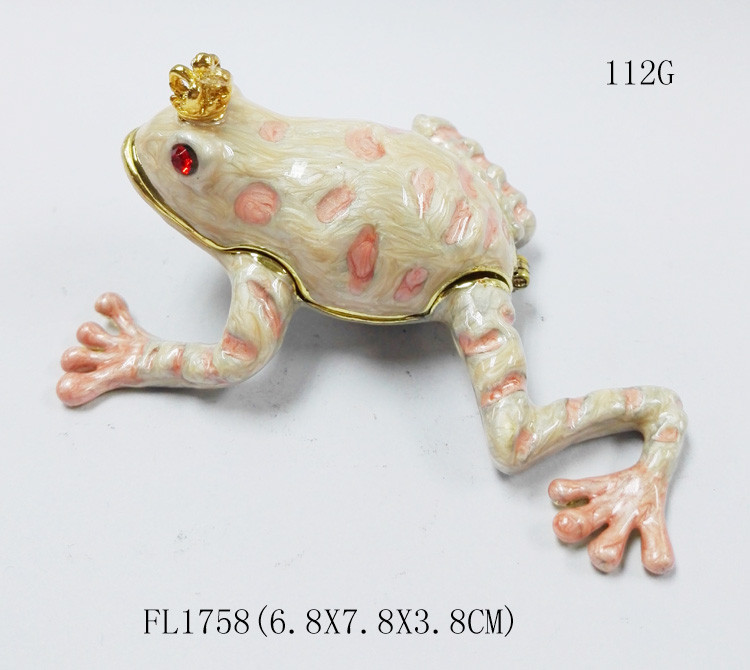 Frog shape bejeweled box for wedding metal trinket box treasure box metal jewelry box