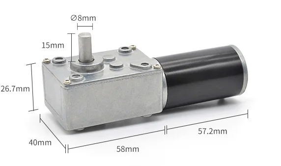 ASLONG A5840-31ZY WORM GEAR REDUCTION MOTOR FOR HIGH TORQUE ROBOTS 12/24V 10-470RPM 58MM WITH 31ZY SELF-LOCKING REDUCTIO