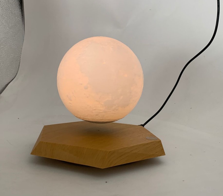 new magnetic levitation rotating yellow and white moon lamp light 5inch christmas gift