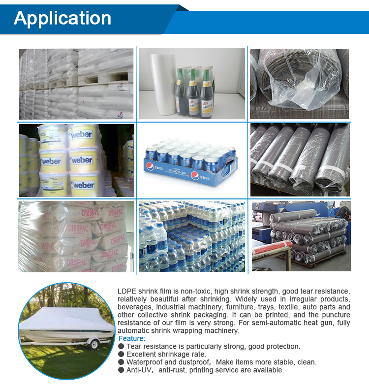 Top quality density Clear transparent  pe ldpe  plastic shrink film tube with width 200mm