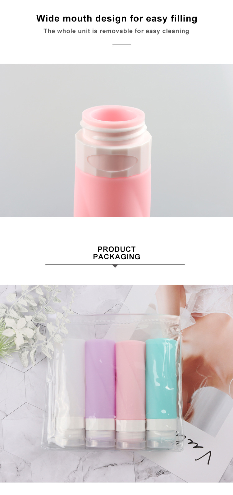90 ML Silicone Travel hand sanitizer Bottles Set Shampoo Lotion Conditioner