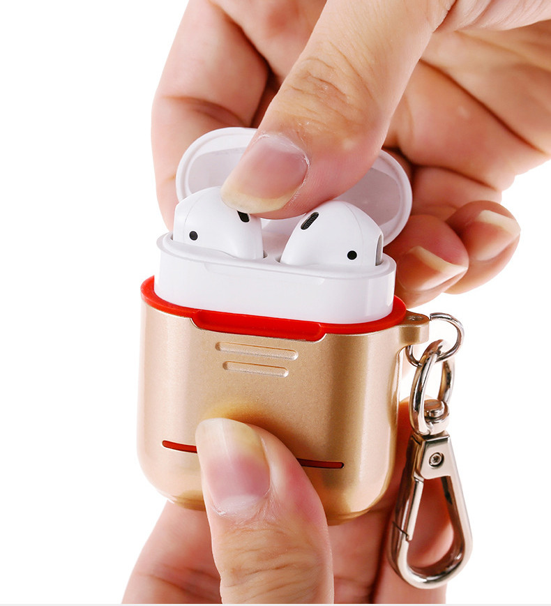 Shockproof Case Cover Portable Protective Silicone Metal Skin Cover Case for Airpods 2 & 1