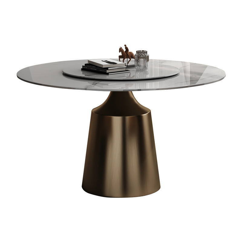 Marble Top Stainless Steel Round Dining Room Tables Width 1.3M/1.5M