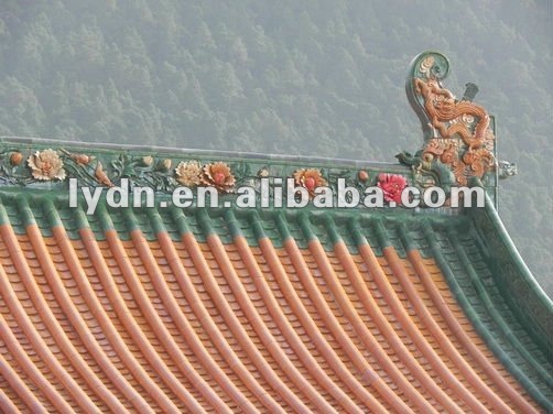 180*180 Chinese Temple Arch Gate Retro Style Faux Ceramic Clay Roof Tiles for Concrete Structure