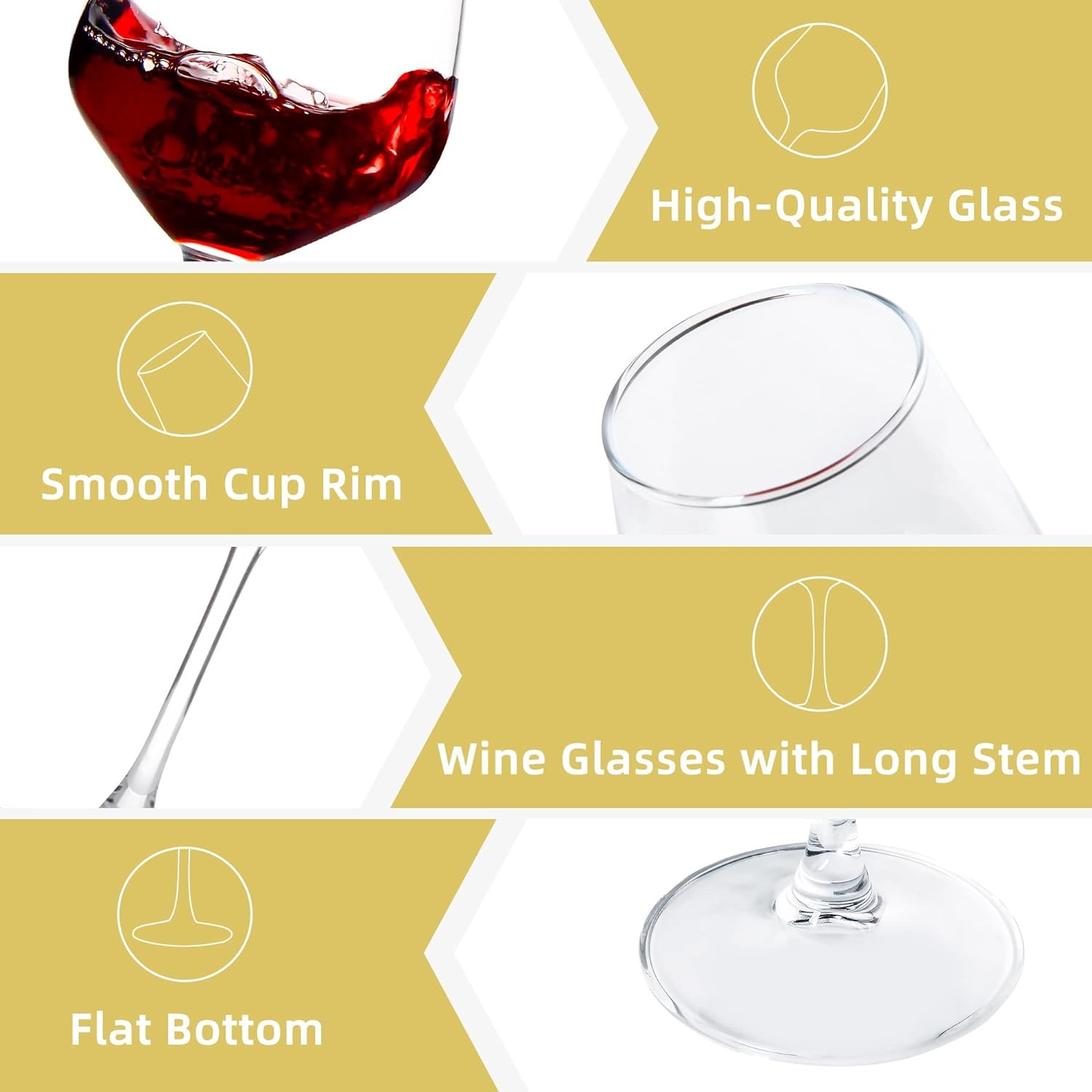 Custom Hand Blown White Wine Glasses Clear Burgundy Wine Glasses