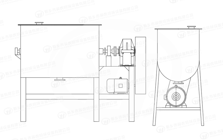 22KW Paint Horizontal Ribbon Mixer Stainless Steel 304 Material