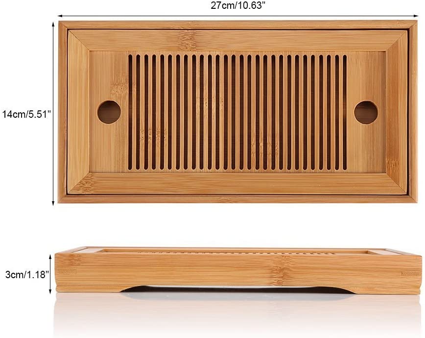ODM Chinese Bamboo Wooden Tea Trays With Drain Solid Natural Nanzhu