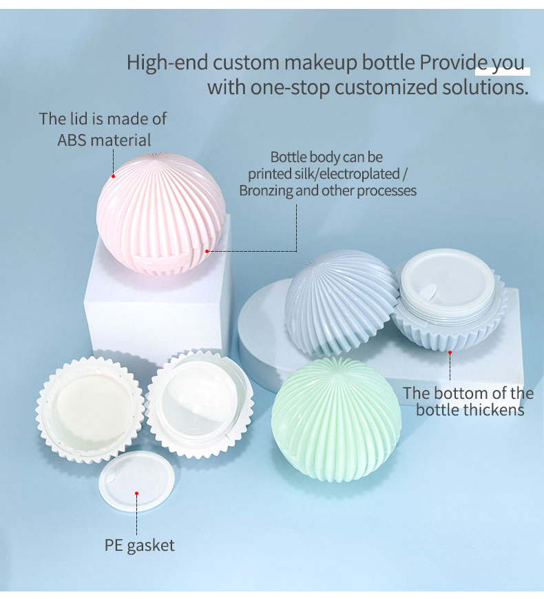 ABS Screw Cap 20g 30g 50g Cosmetic Screen Printing Spherical Cream Bottle Packaging for Cosmetic Packaging Containers