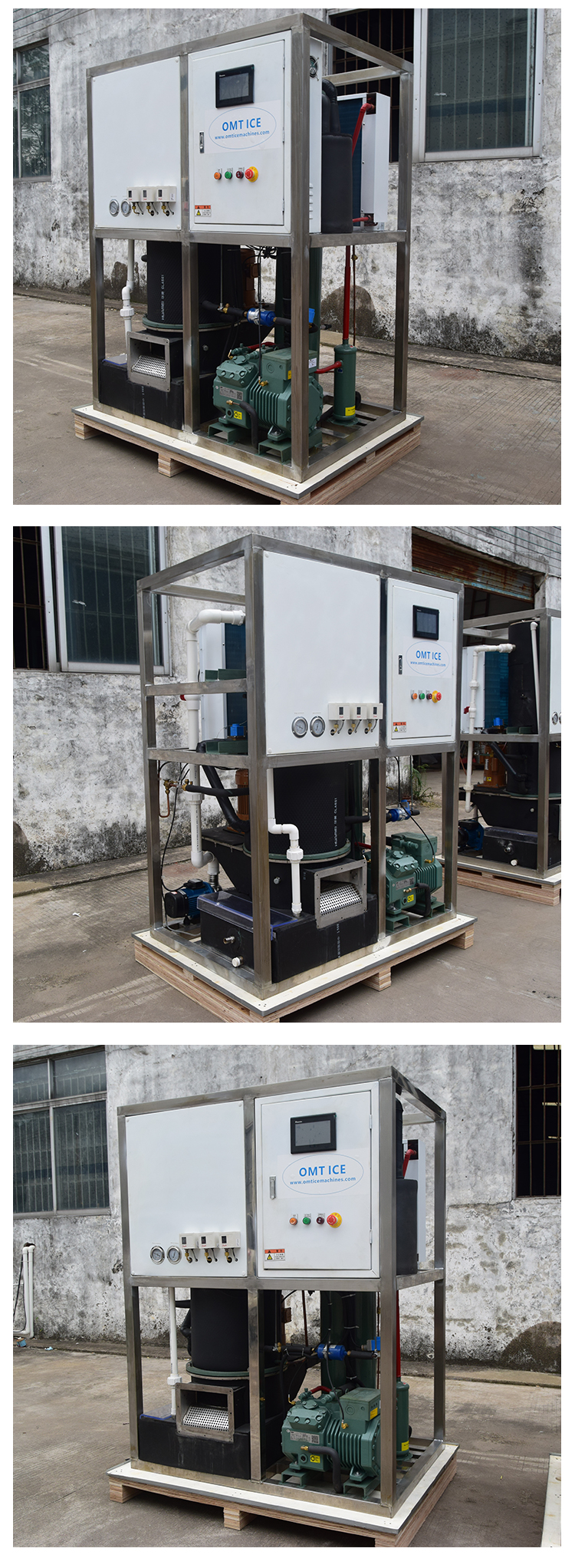 Industrial Ice Tube Maker Machine with 1000kg Ice Storage Capacity and Stainless Steel Pipe Evaporator