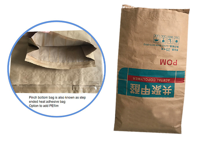 Eco Friendly Pasted Open Mouth Kraft Paper Sack M Fold Heat Sealed