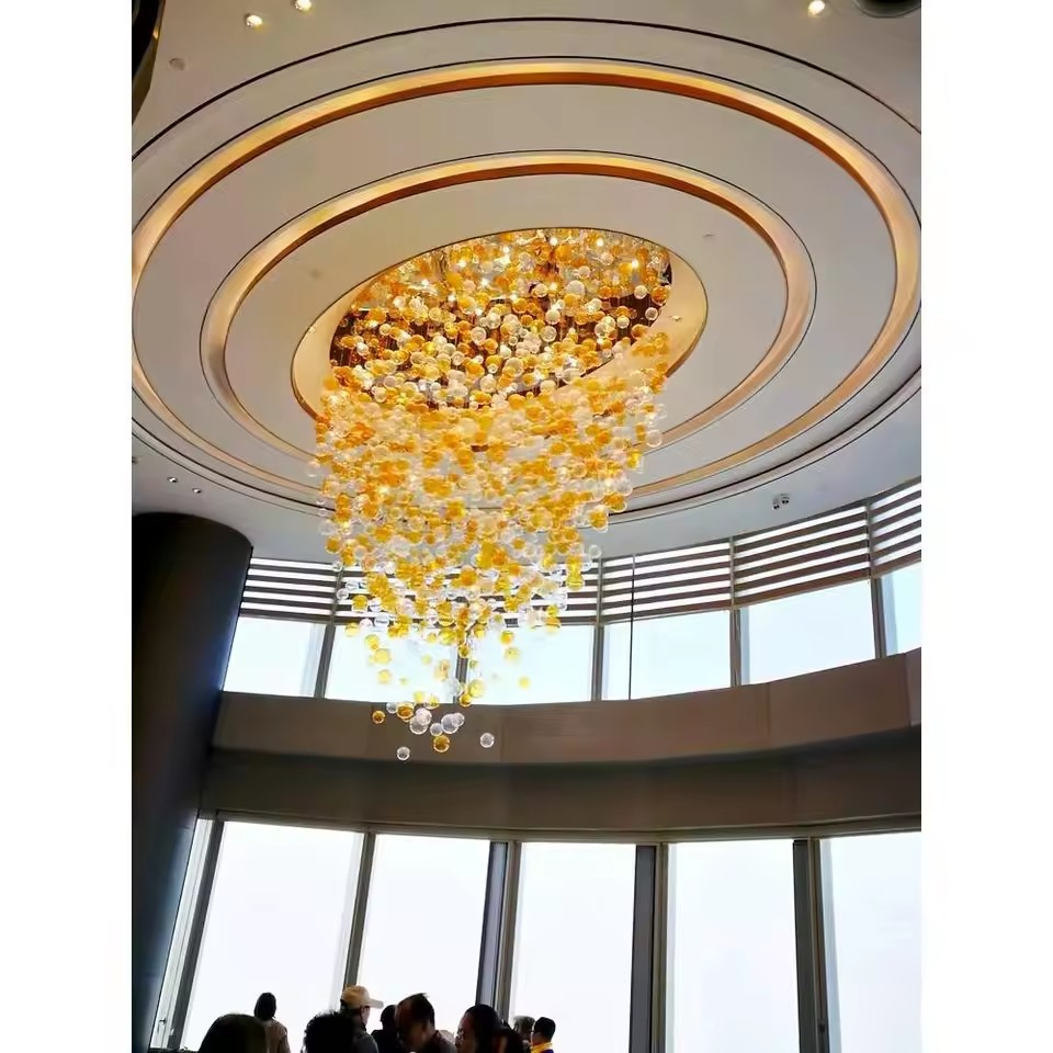 Modern Design Crystal Stone Chandelier for Home LED Glass Ball Lamp for Hotel