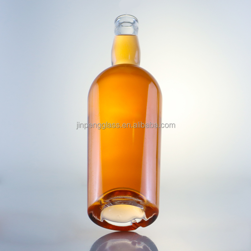 Glass Collar 750ml 700ml Round Shape Bottle for Beverage Sale