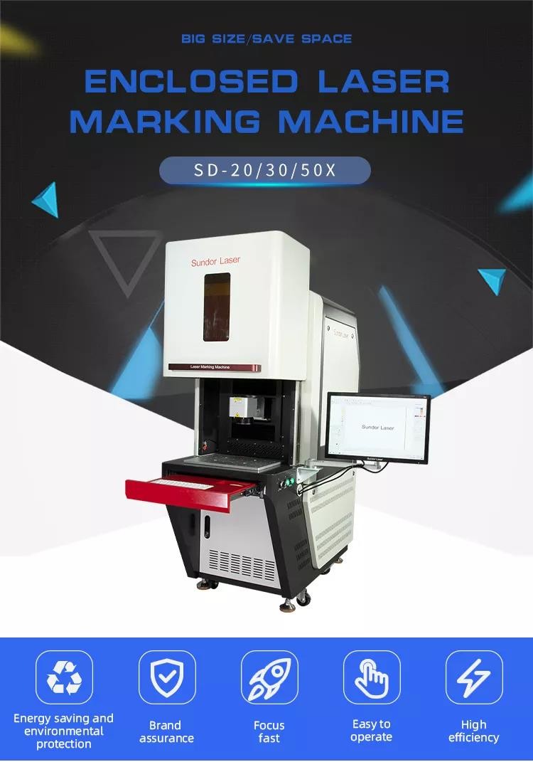 Safety Enclosed Cabinet Type 20W Fibre Laser Marking Machine For Precise Marking
