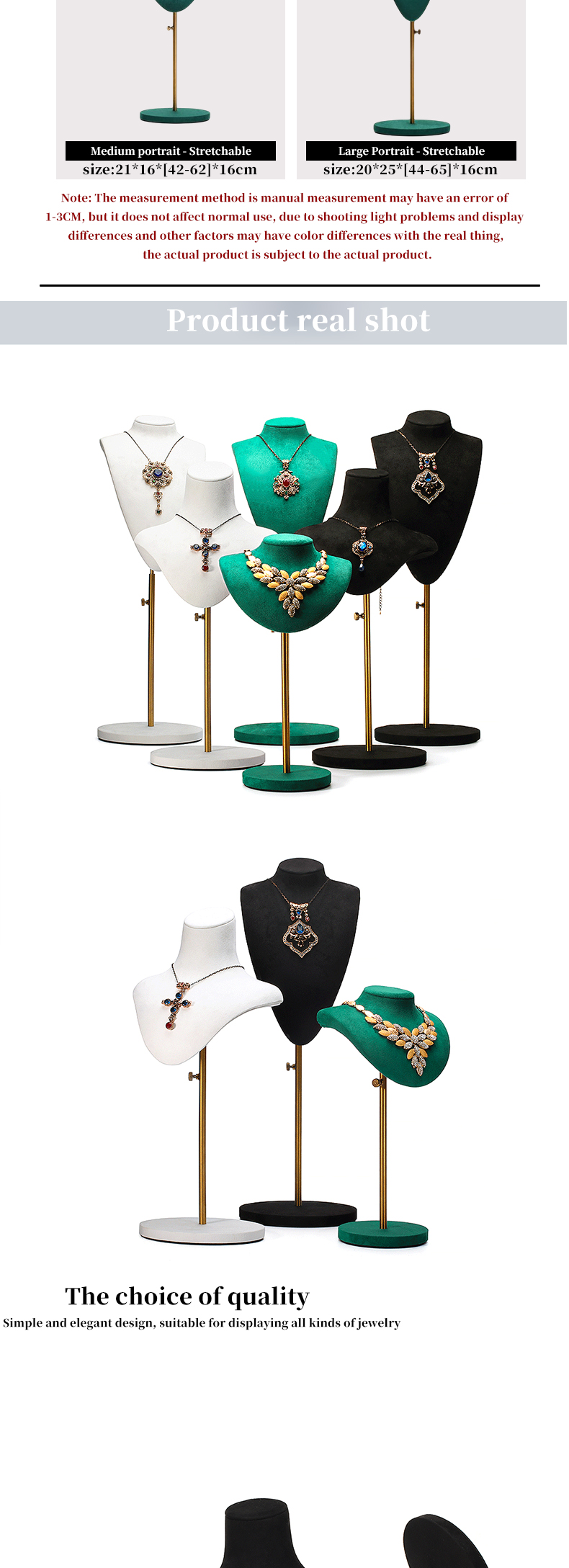 Portable Detachable Soft Velvet Jewelry Organizer Mannequin Luxury Display Bust