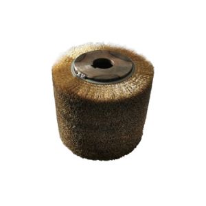China Brass Copper Wire Crimped Rotating Cylindrical Roller Brush on sale