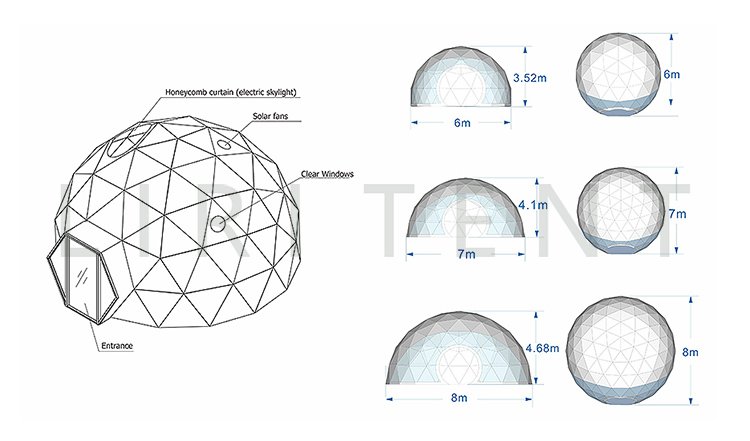 Custom Logo Luxury Geodesic Dome Glamping Tent Outdoor Waterproof
