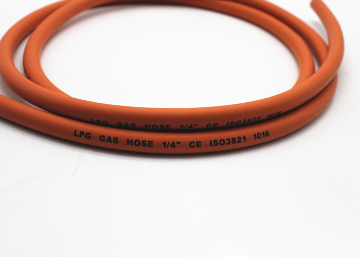 6MM / 8MM W.P 300 PSI Lpg Gas Hose Orange Oil Resistant Rubber Hoses For Gas