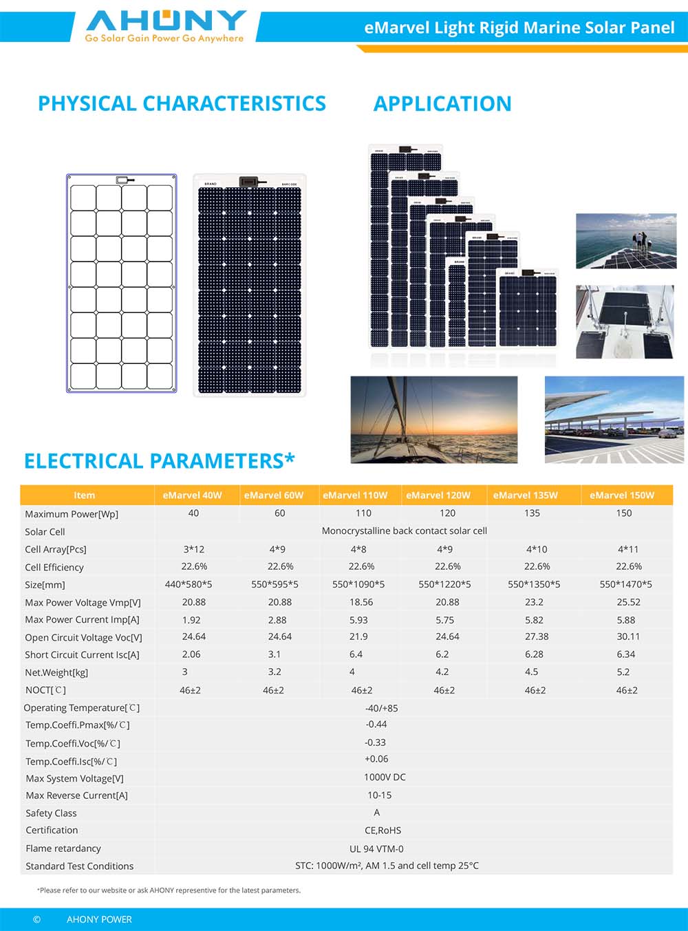 Semi Flexible Marine Rigid Solar Panels 40W Walkable For Campers Yachts