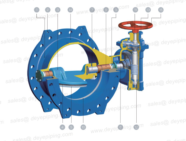 GGG40 GGG50 Wras Ductile Iron Double Eccentric Butterfly Valve With PN10 PN16 PN20 PN25
