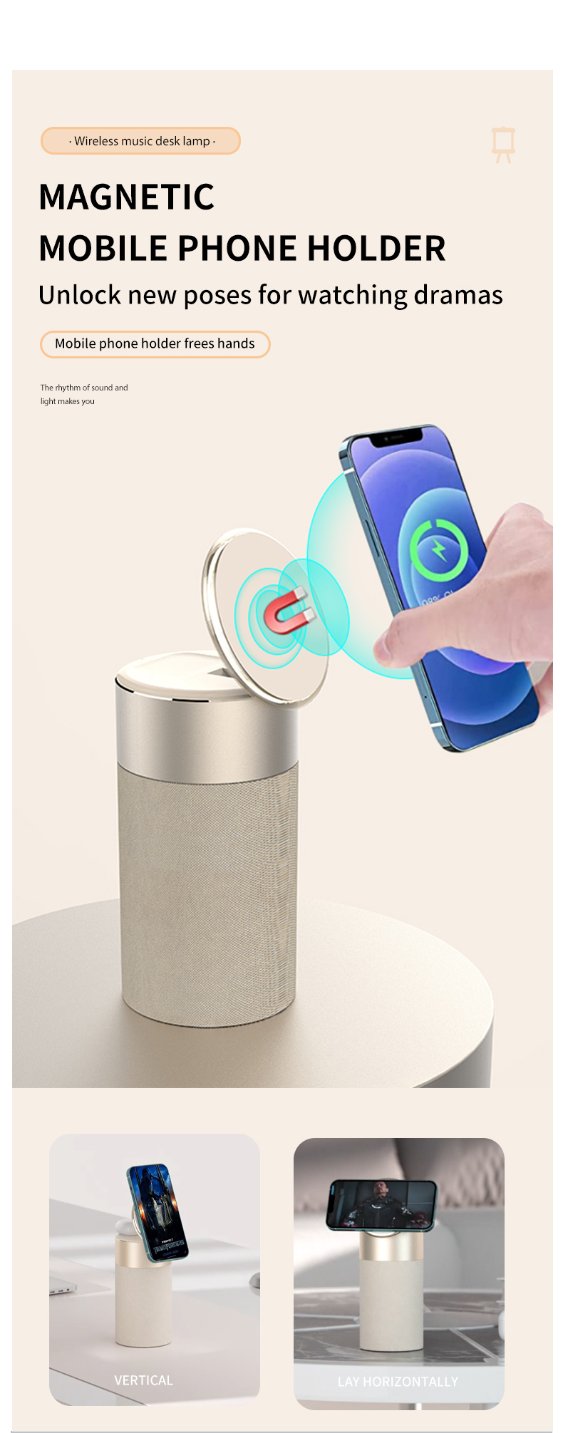 Short Circuit Protection 3 In 1 Multi-Function Magnetic 15W Wireless Charger With Speaker