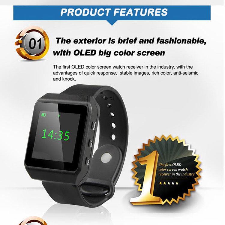 High quality waterproof wireless wrist watch pager for waiters getting service call from customer