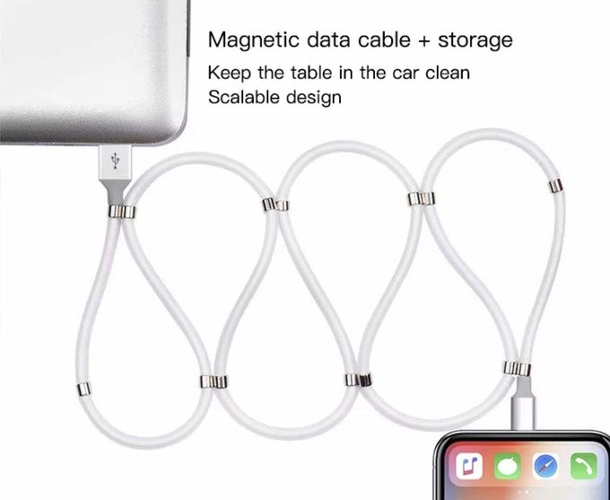 Magnetic Phone USB Charger Cable 4.7mm Storage Self Winding Retractable Charging Cable