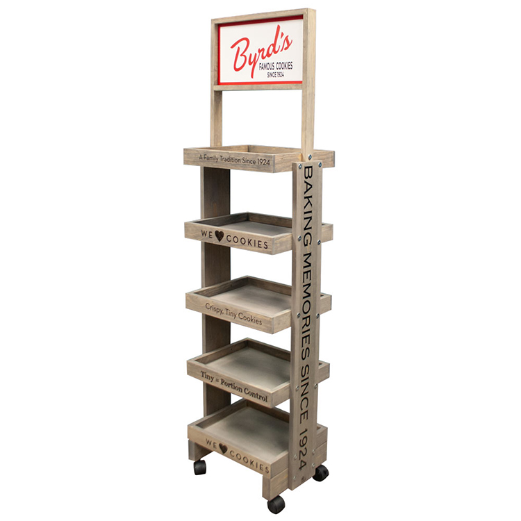 Flyer Chocolates Side Brander Wooden Tray Display Stand