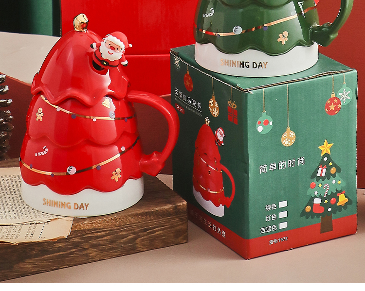 Christmas tree creative water sublimation cup ceramic mug coffee high-value couple sublimation cup