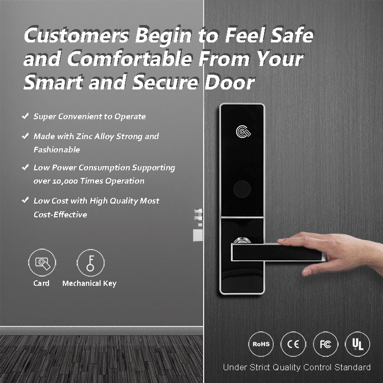 Electronic Hotel Door Locks Zinc Alloy Strong And Fashionable Low Power Consumption
