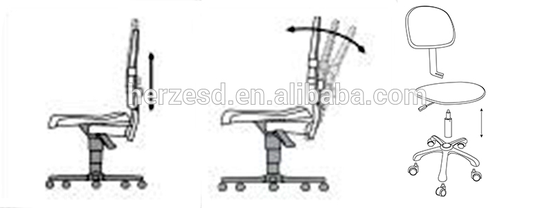 Industrial PU Leather ESD Office Chair Adjustable Revolving With Chrome Leg
