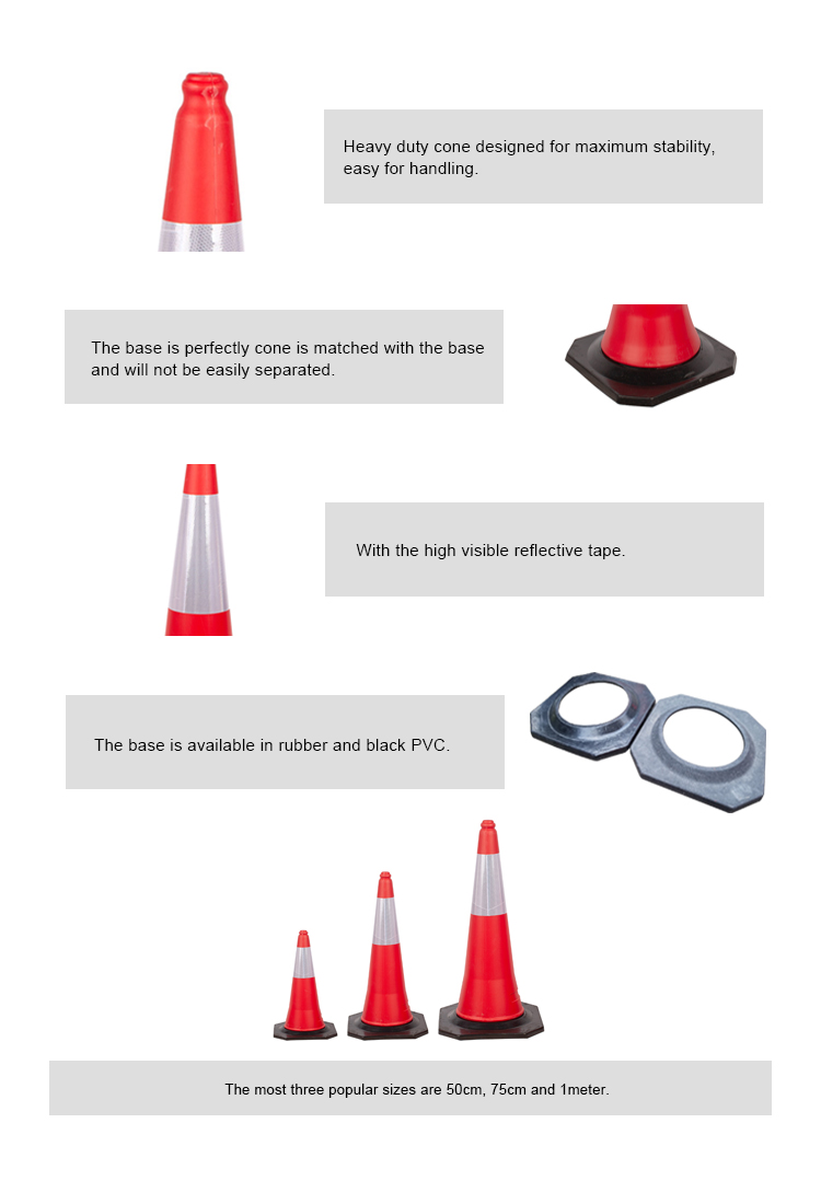 PVC Road Safety Cones Orange Highway Construction Cones Customized