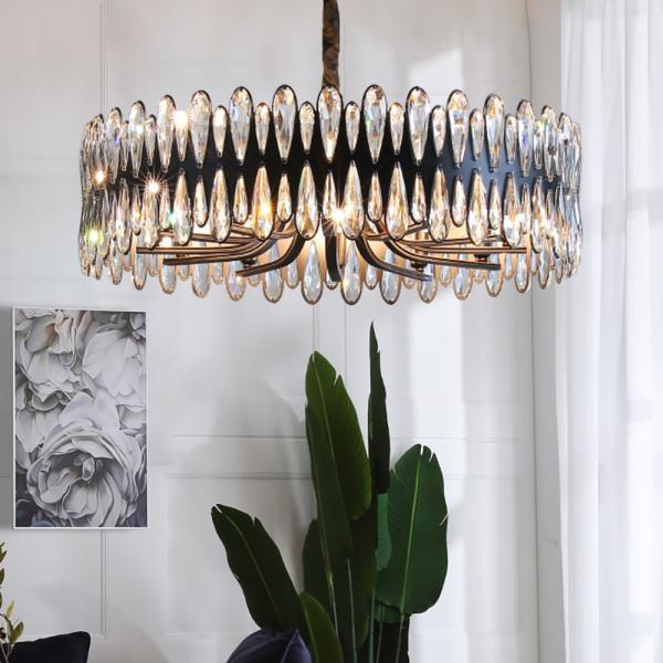 Living room chandeliers decoration round crystal lighting for Bedroom dining