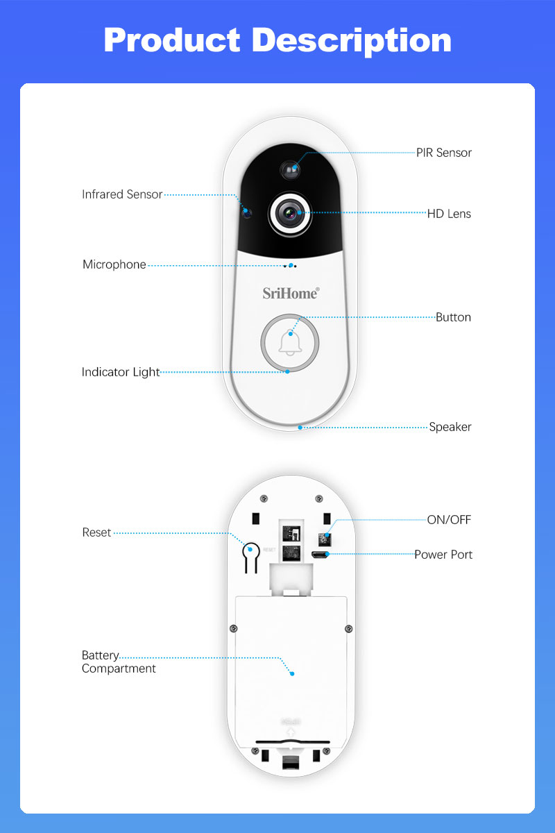 4MP Wireless Smart Video Doorbell WIFI Camera Security Surveillance With 2-Way Audio PIR Detection Intelligent Ringing