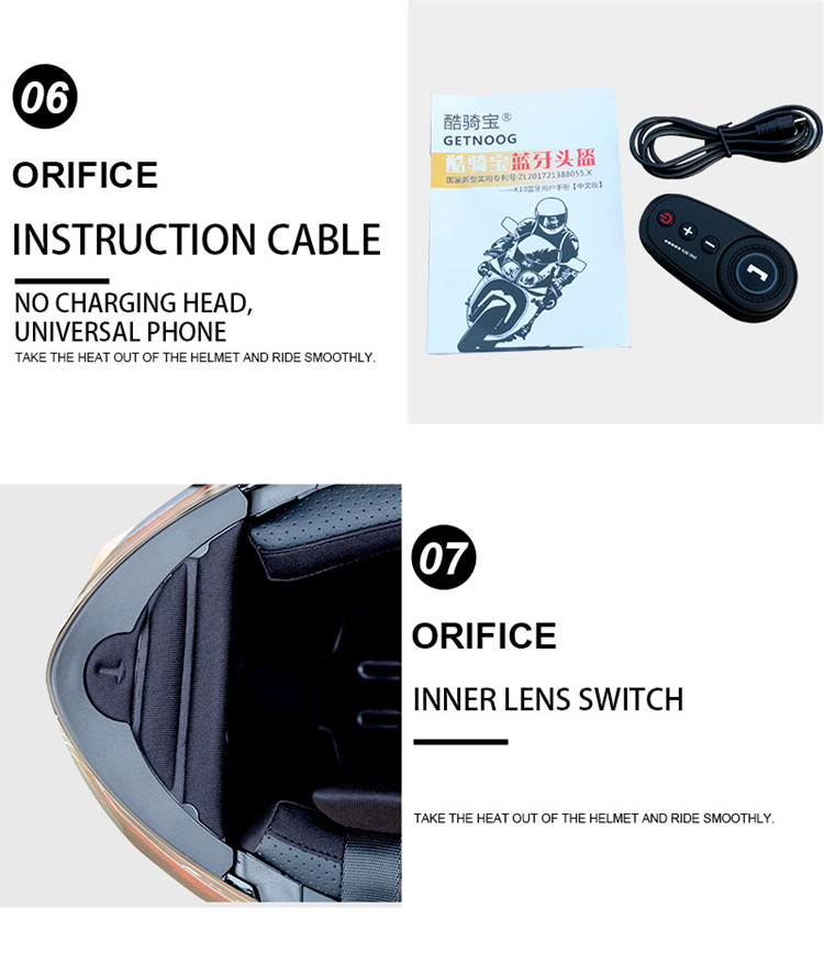 DOT Approval Double Lens M/L/XL/XXL Motorcycle Smart Flip Up Intercom Wireless Blue tooth Helmet black color