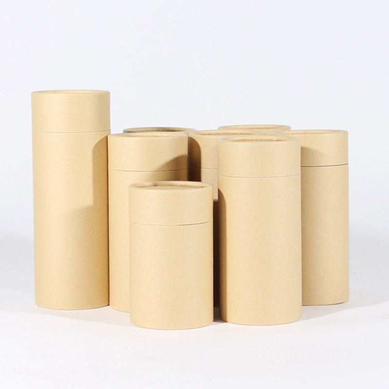 Oval Luxury Kraft Paper Cylinder Tube Box Packaging For Loose Tea with UV Coating