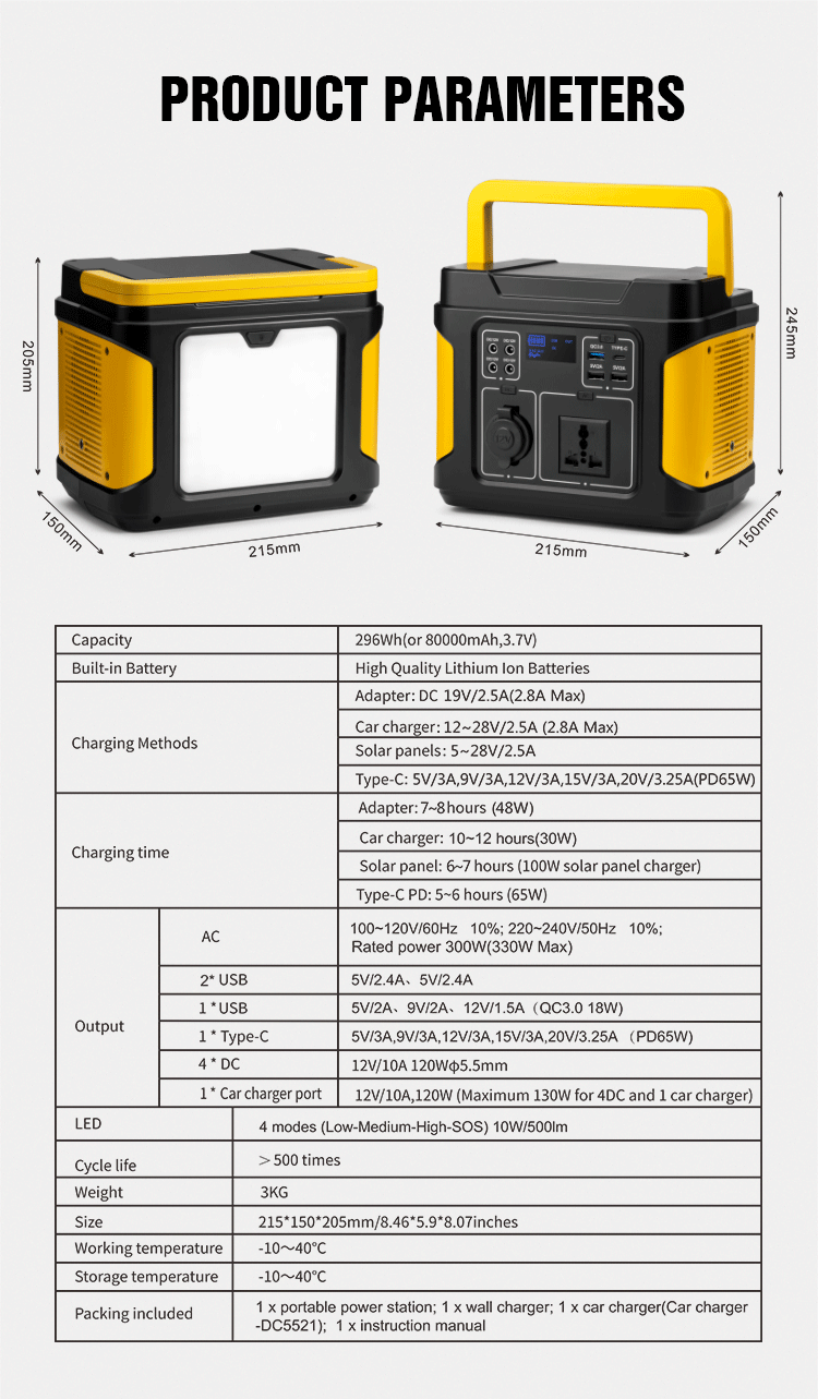 Portable Solar Power Station 110V / 220V Emergency Outdoor Generator For Camping