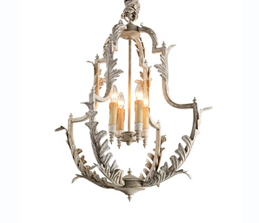 White rustic wrought iron chandelier (WH-CI-48)