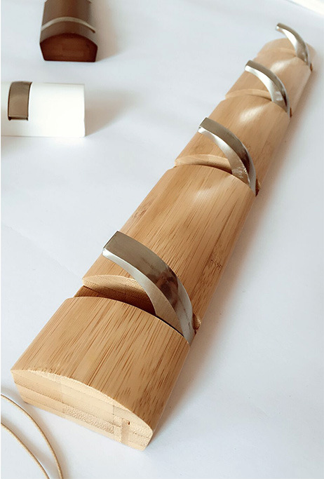 Heavy Duty Coat and Hat Hook Rail Wall Hooks Durable Bamboo Robe Rack