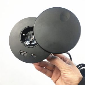 Hidden In Office Desktop Sofa Socket Round Grommet UK Power Socket Outlet USB -C