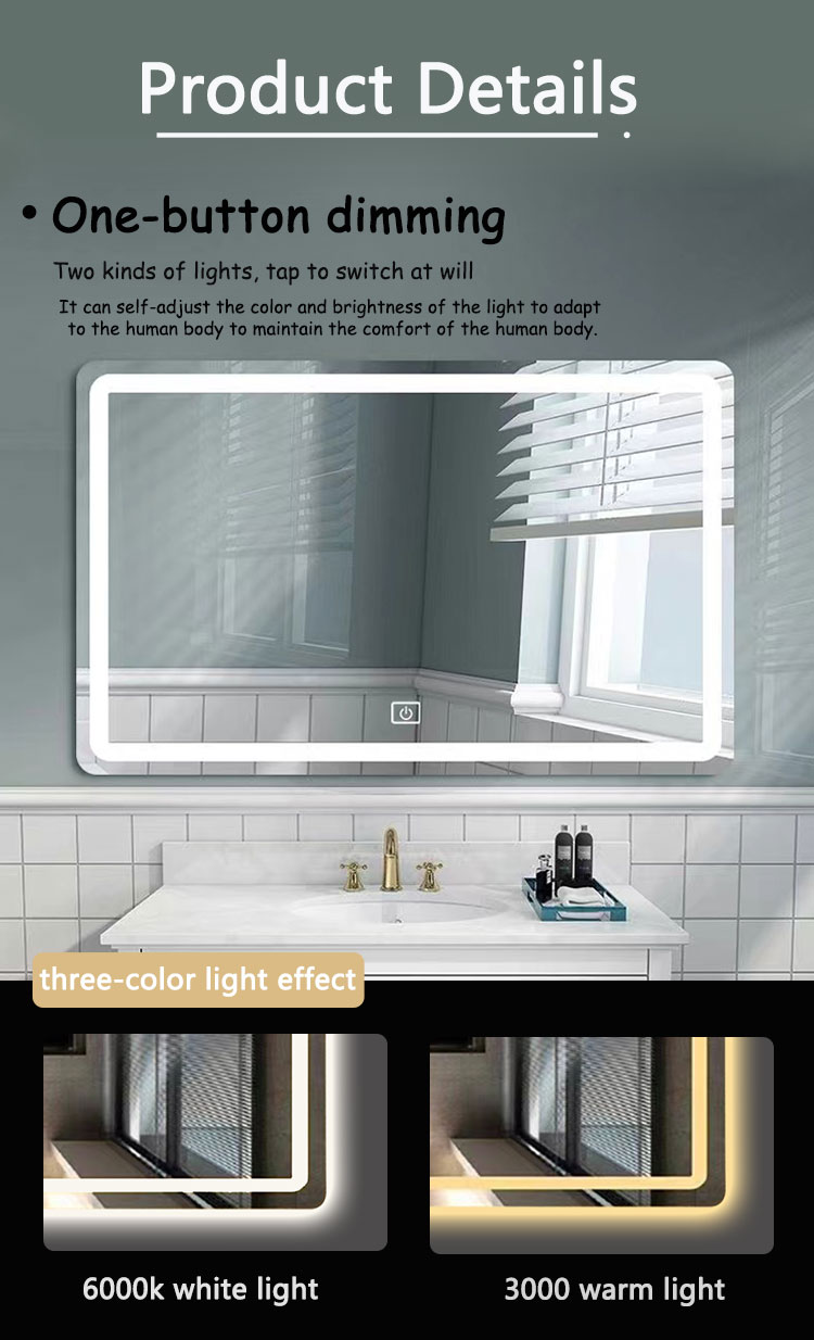 Hotel Home Bathroom Decoration Large Oval Bath Mirrors with Touch Screen and LED Lights