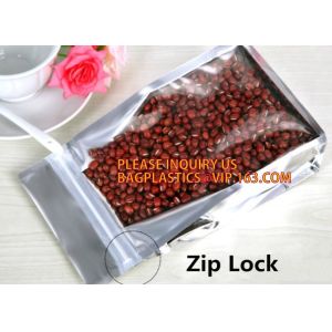 Resealable silver noni mylar zip lock bags with clear front and foil back,